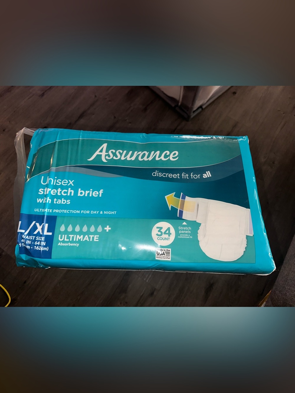 Assurance Adult Briefs - Teal Packaging (34 Count)